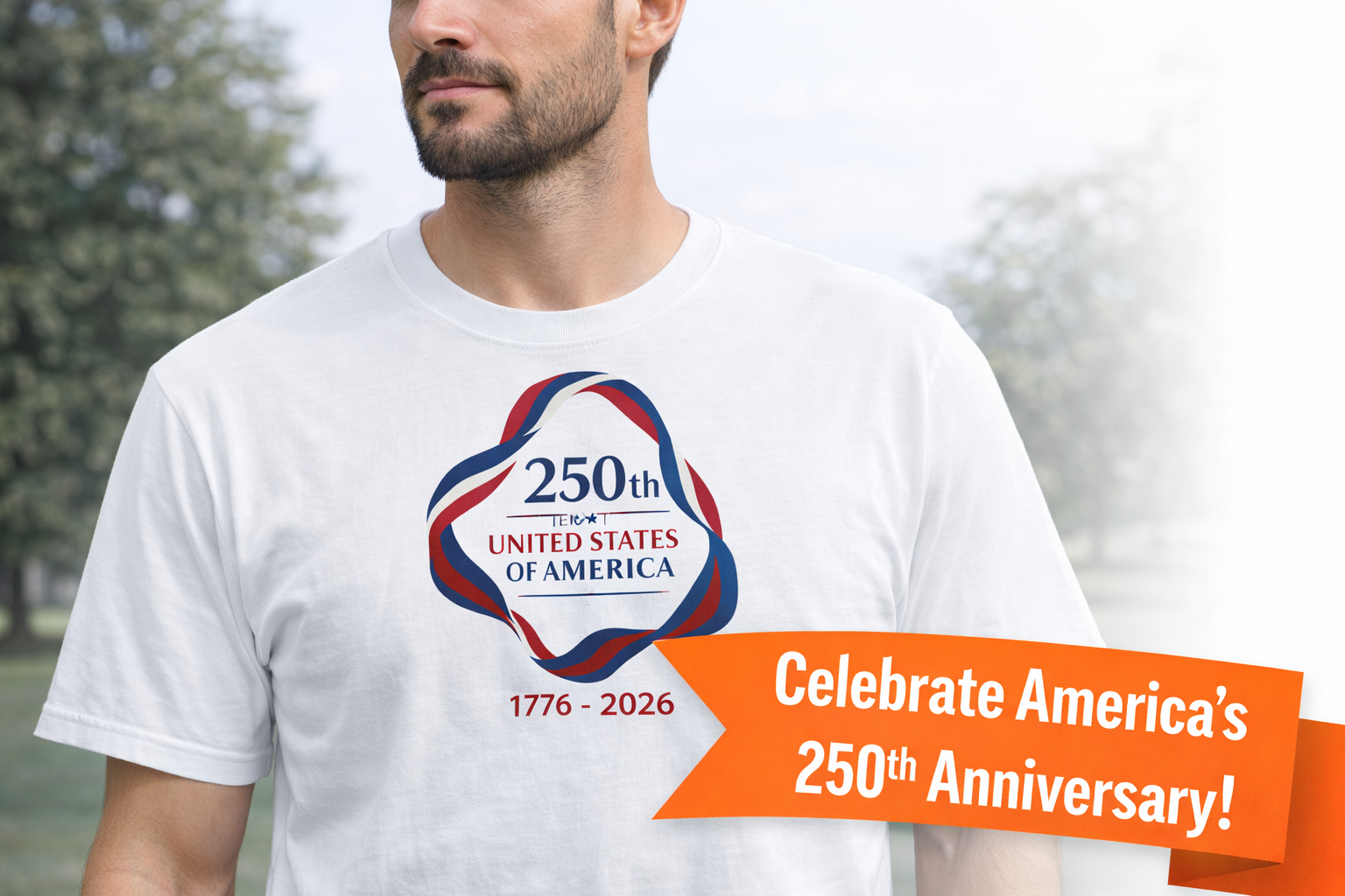 250th Anniversary of America USA T-Shirt Tee Patriotic American Semiquincentennial 5 colors 100% cotton