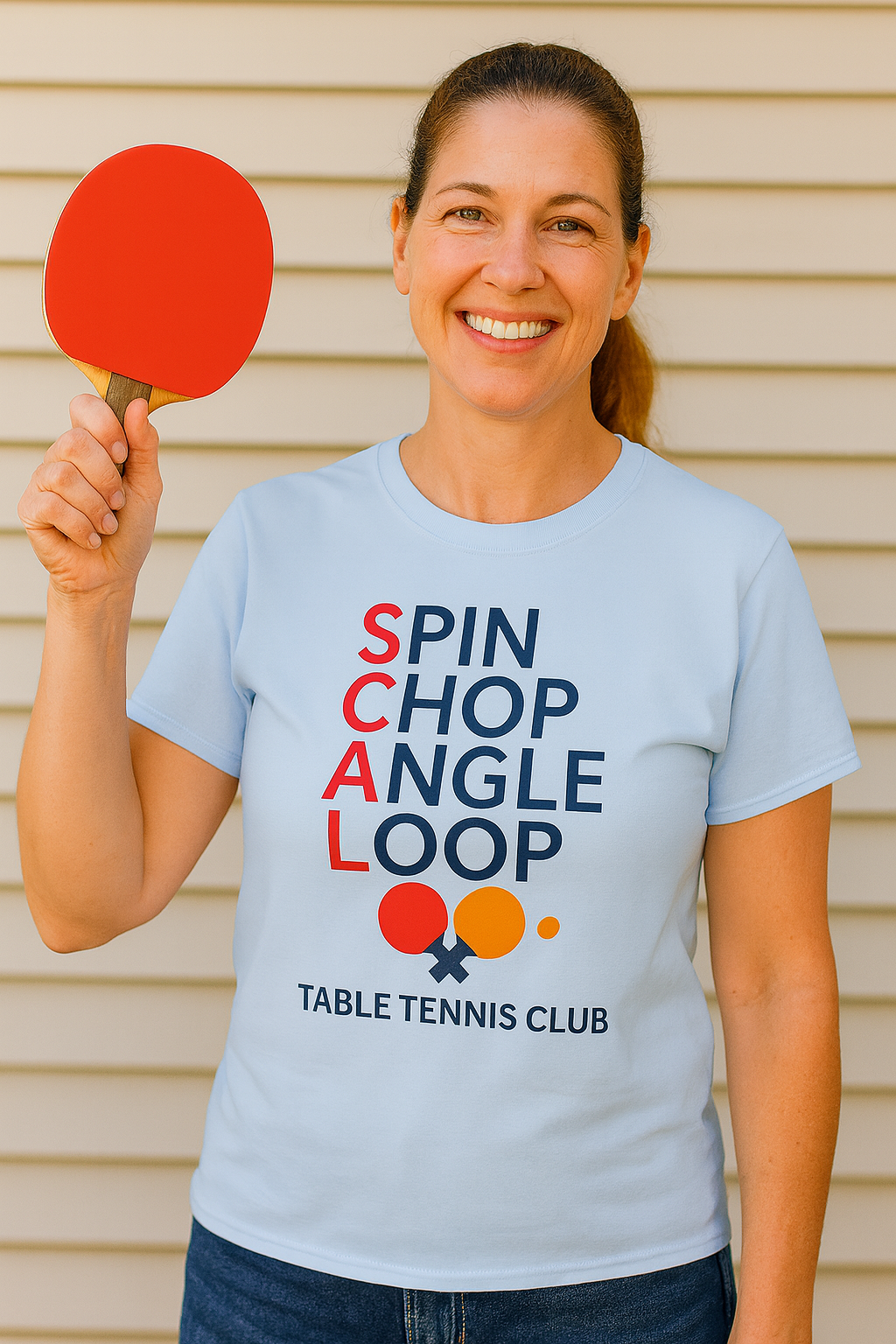 Table Tennis Club Shirt Spin, Chop, Angle, Loop Ping Pong Tee for Players & Fans 4 colors 100% cotton