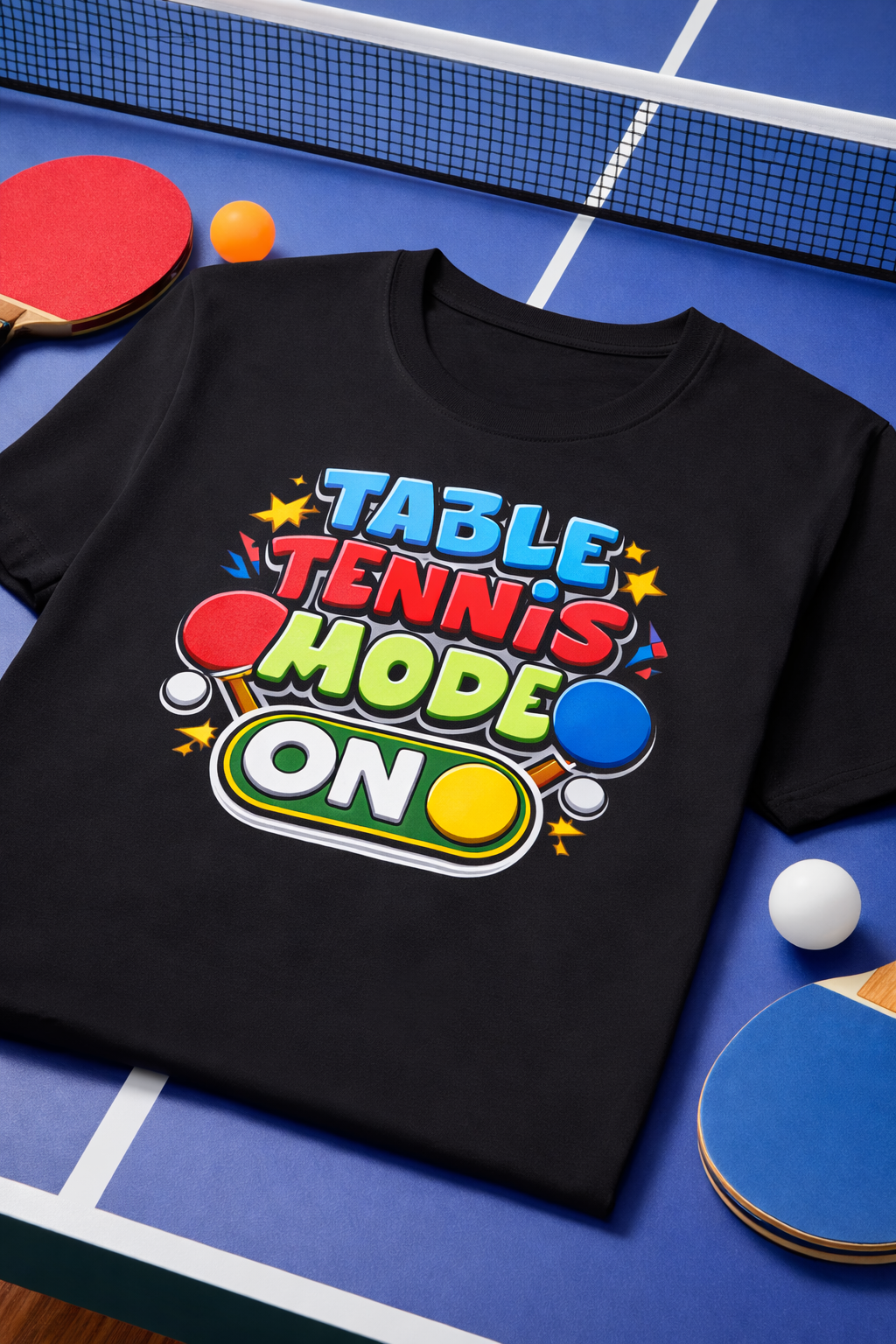 Table Tennis "Mode ON" T-Shirt Ping Pong Graphic Tee Funny Table Tennis TShirt 6 colors 100% cotton