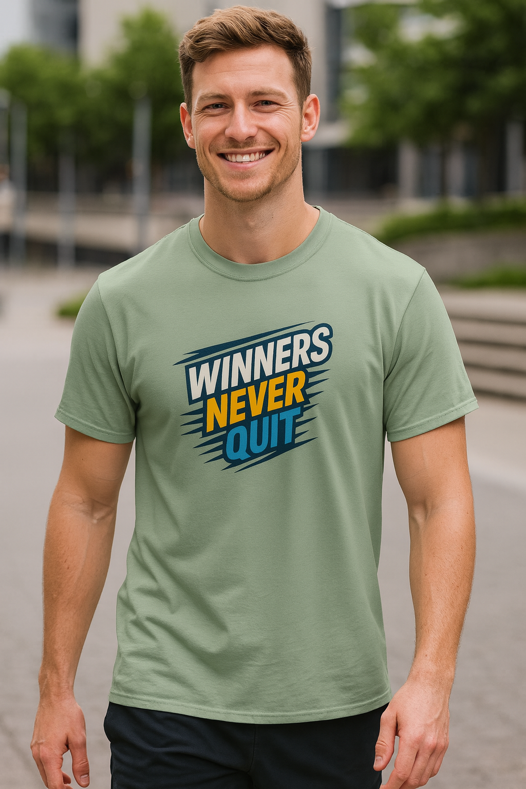 Winners Never Quit Motivational T-Shirt Gym Fitness Unisex Tee Inspirational Workout Shirt 6 colors 100% cotton
