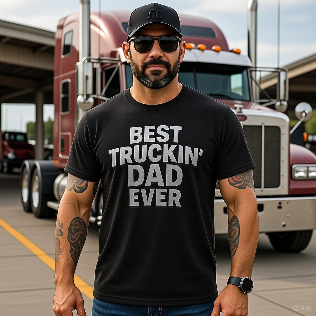 Best Truckin' Dad Ever T-Shirt Father's Day Gift for Trucker Dads with Attitude 6 colors 100% cotton