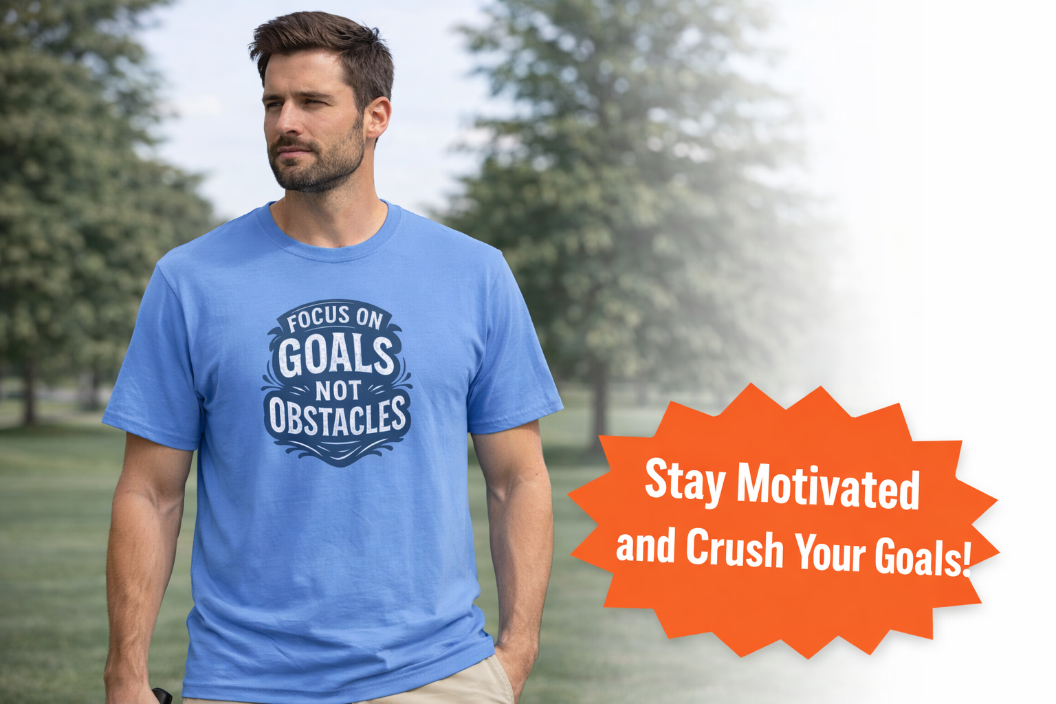 Focus on Goals Not Obstacles T-Shirt Motivational Stay Driven with our Bold Motivational Tee 5 colors 100% cotton