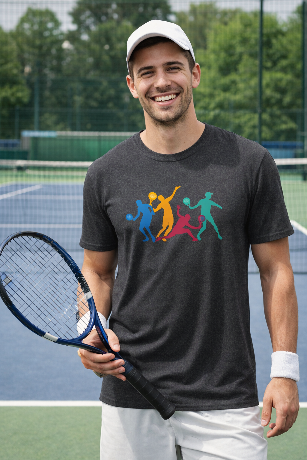 Colorful Tennis Silhouette T-Shirt Modern Tennis Player Graphic Tee Unisex Sports Shirt Tennis Lover Gift 3 colors 100% cotton