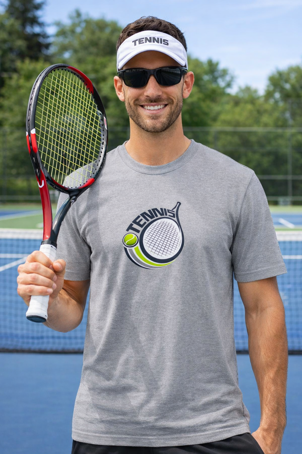Tennis Racket Graphic T-Shirt Tennis Ball Logo Tee 3 colors 100% cotton