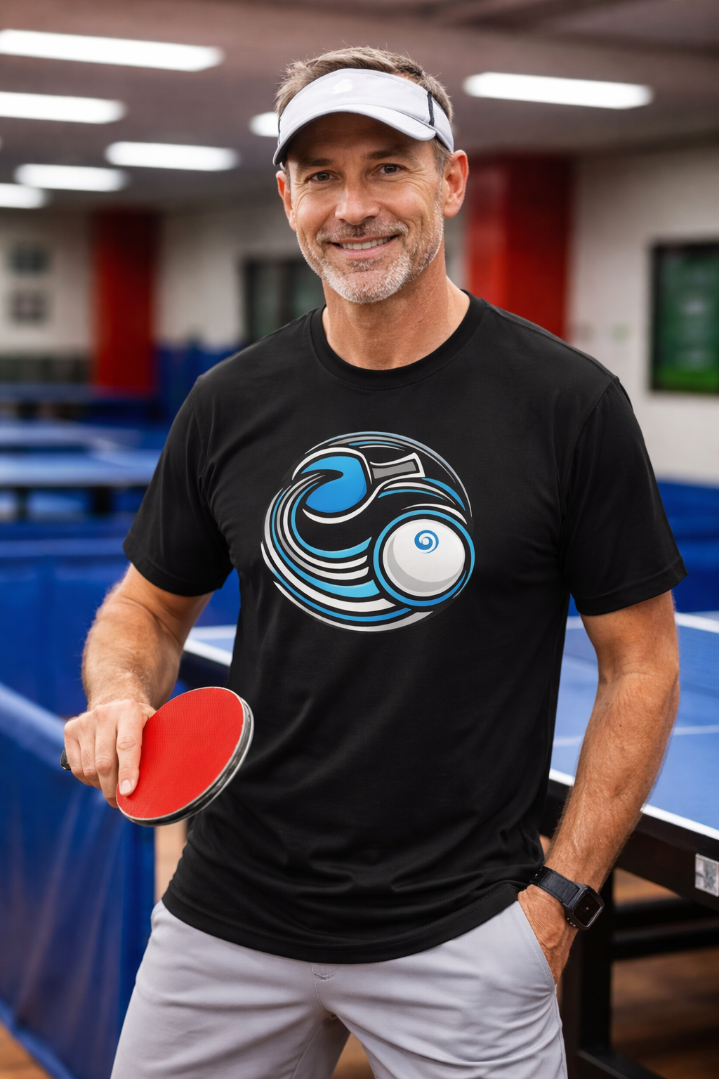 Table Tennis Paddle Spin T-Shirt Ping Pong Player Shirt Modern Table Tennis Graphic Tee 5 colors 100% cotton