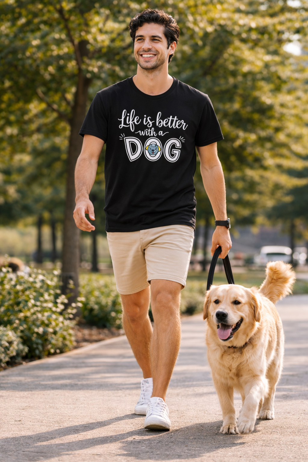 Life Is Better With a Dog Shirt Dog Lover TShirt Pet Owner Gift Cute Dog T-Shirt Dog Owner Gift 6 colors 100% cotton