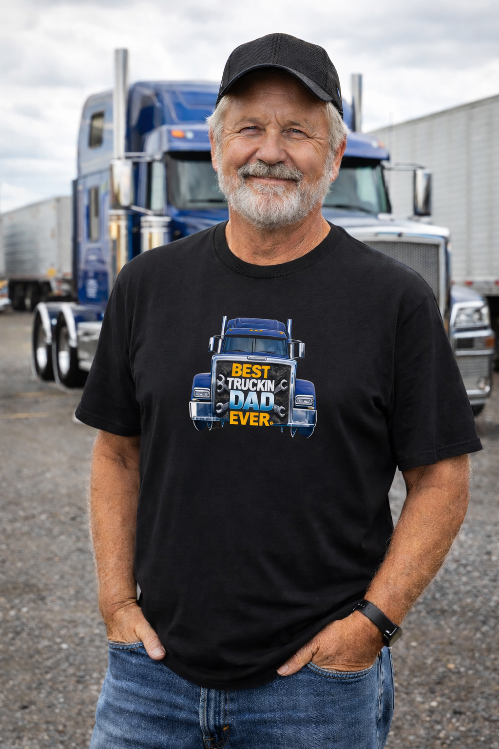 Best Truckin Dad Ever T-Shirt Trucker Dad Shirt Father's Day Gift for Truck Drivers Funny Dad Truck Shirt 5 colors 100% cotton