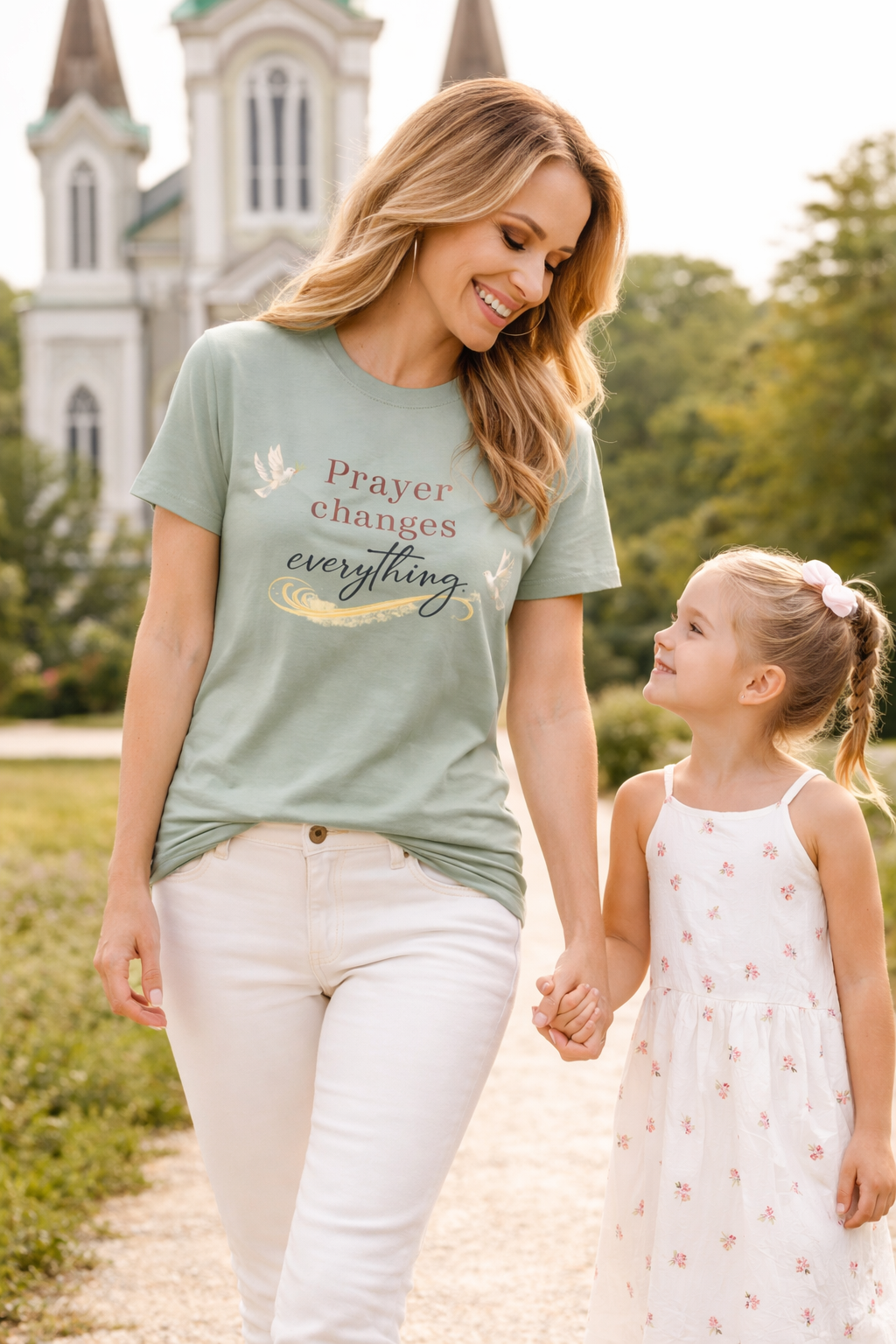 Prayer Changes Everything Shirt Christian Faith T-Shirt for Women Inspirational Church Tee Religious Gift 6 colors 100% cotton