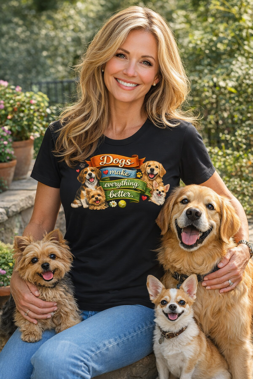 Dogs Make Everything Better T-Shirt Dog Lover Shirt for Women Gift for Dog Owners Pet Lover Graphic Tee 6 colors 100% cotton