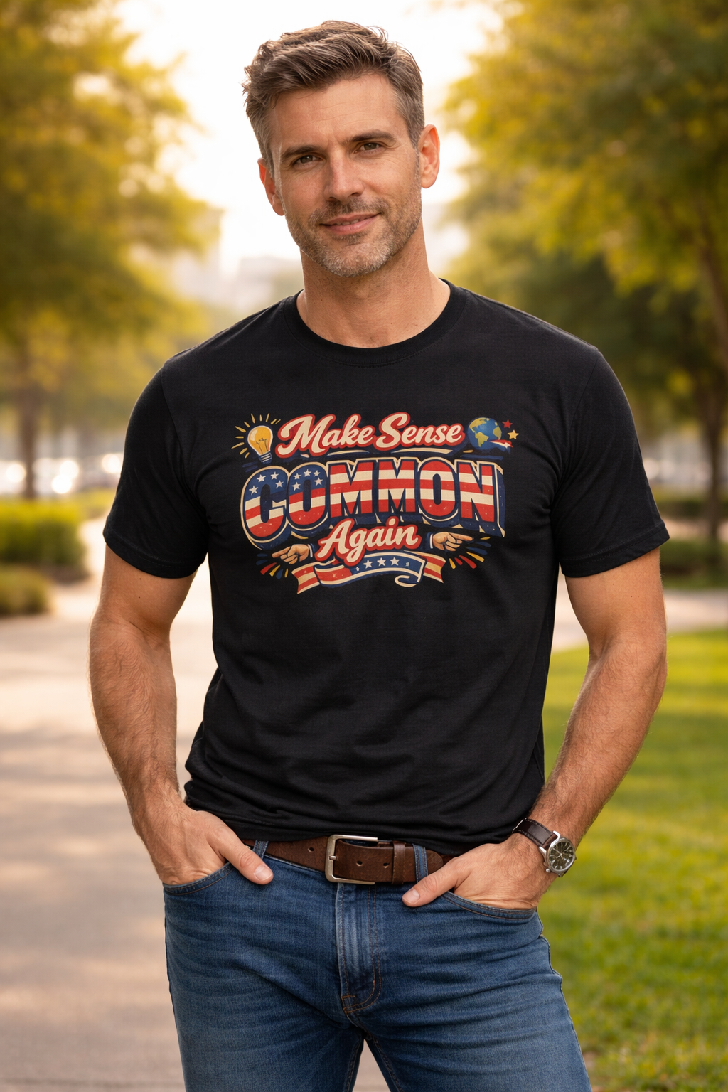 Make Sense Common Again T-Shirt Funny Political Statement Shirt Patriotic Graphic Shirt Freedom Humor Gift 7 colors 100% cotton