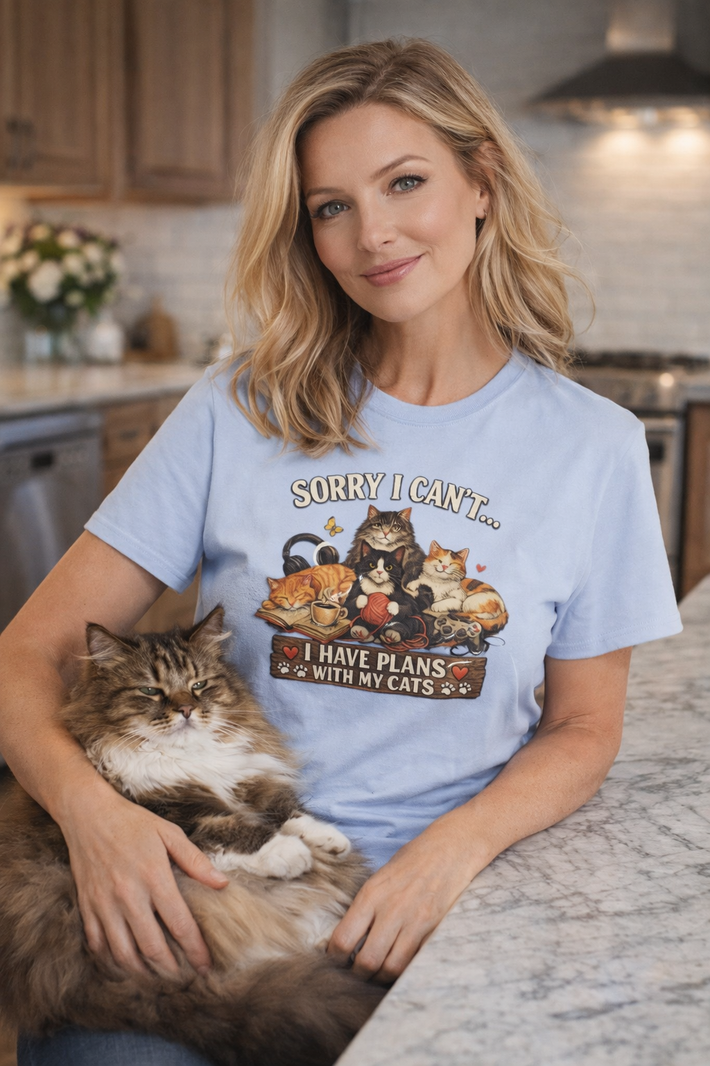 Sorry I Can't Have Plans With My Cats T-Shirt Cat Mom Tee Pet Lover Gift Cute Cat Graphic Tee 7 colors 100% cotton