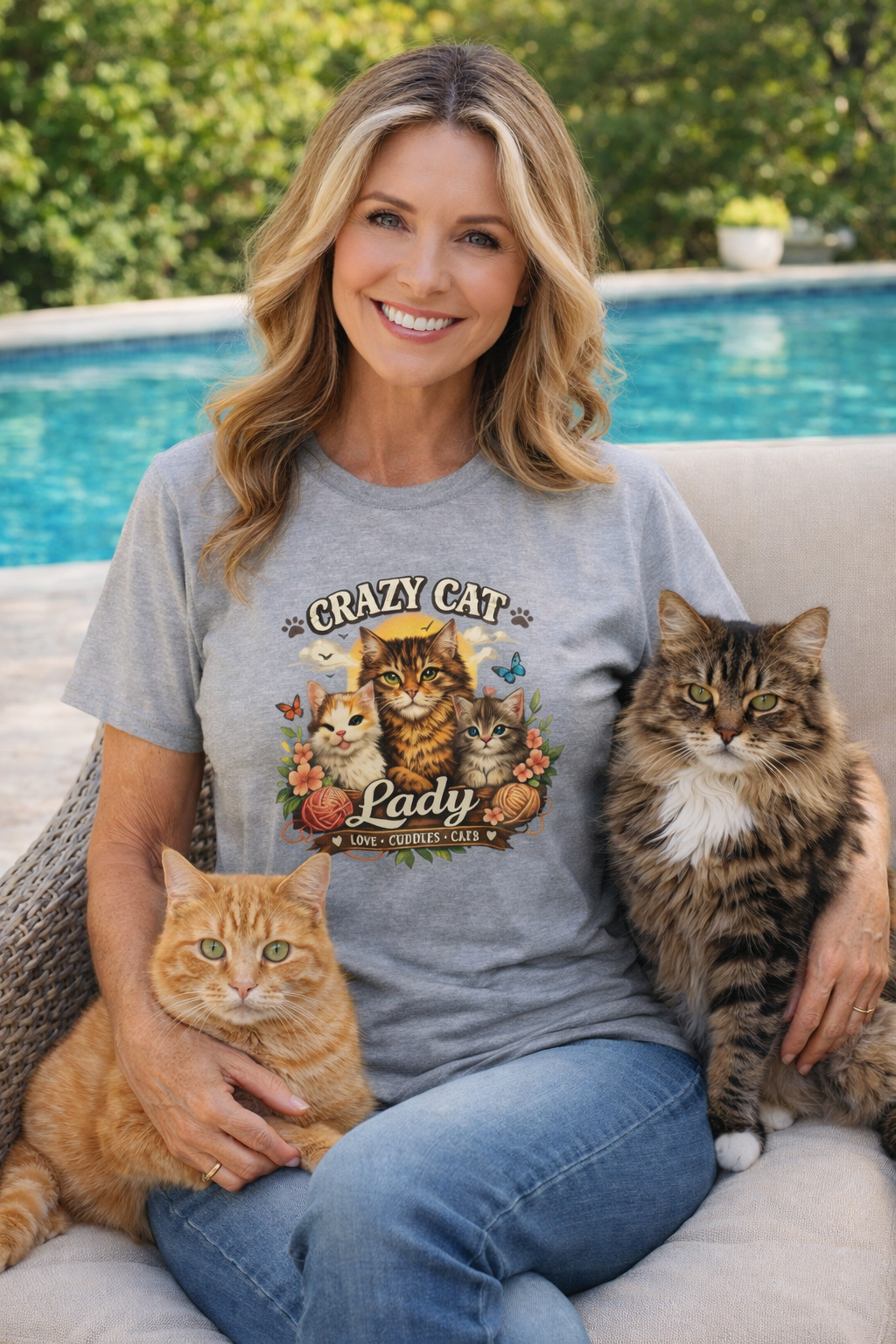 Crazy Cat Lady T-Shirt Funny Cat Lover Shirt Cat Mom Tee Cute Cat Graphic Shirt Gift for Cat Lovers 7 colors 100% cotton