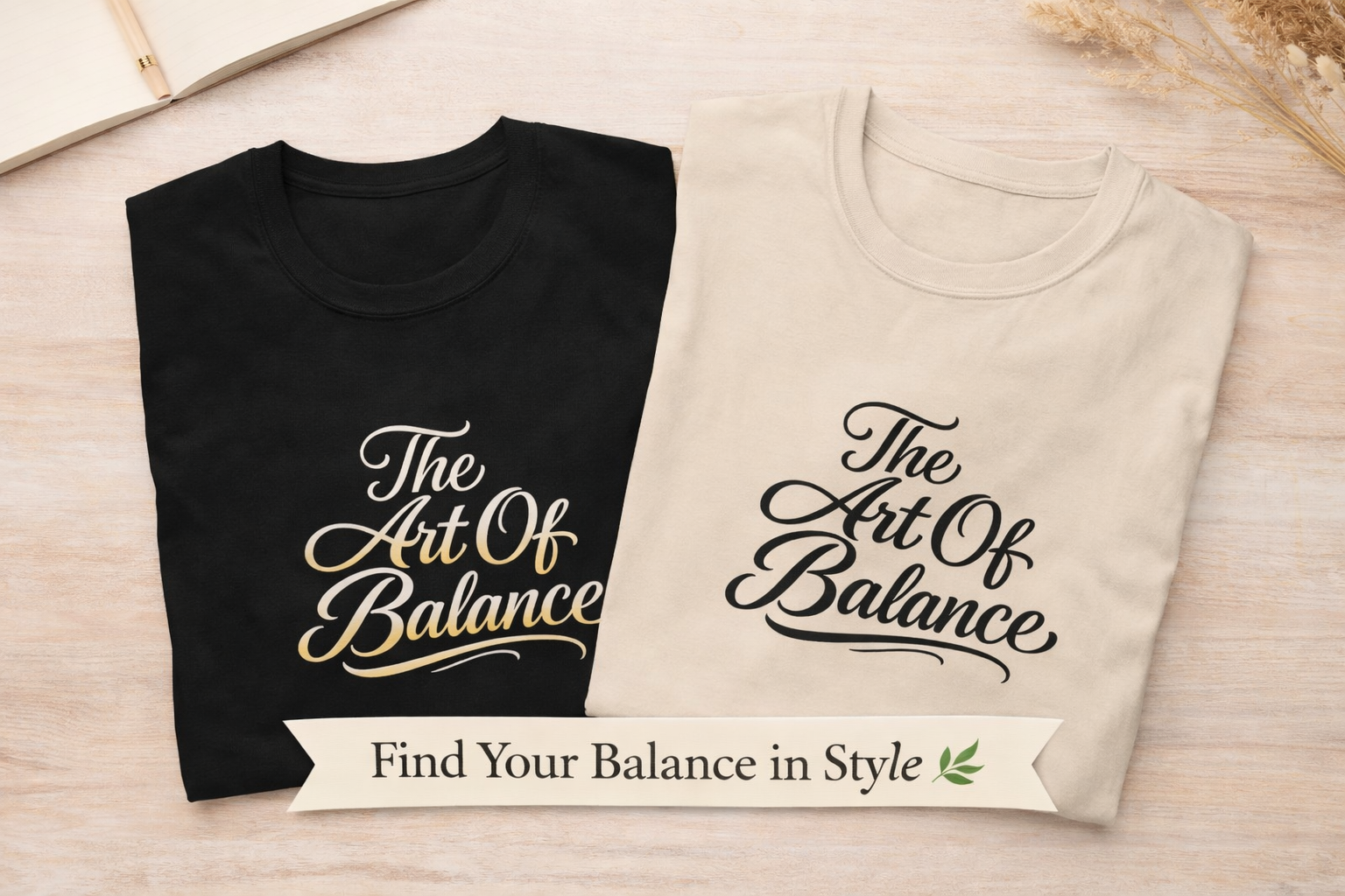 The Art Of Balance T-Shirt Minimalistische Achtsamkeits-Typografie Tee Inspirierendes Zitat Shirt 10 Farben 100% Baumwolle