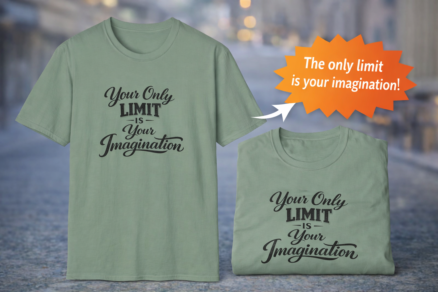 Your Only Limit Is Your Imagination Motivational Quote T-Shirt Inspirational Typography Tee 7 colors 100% cotton