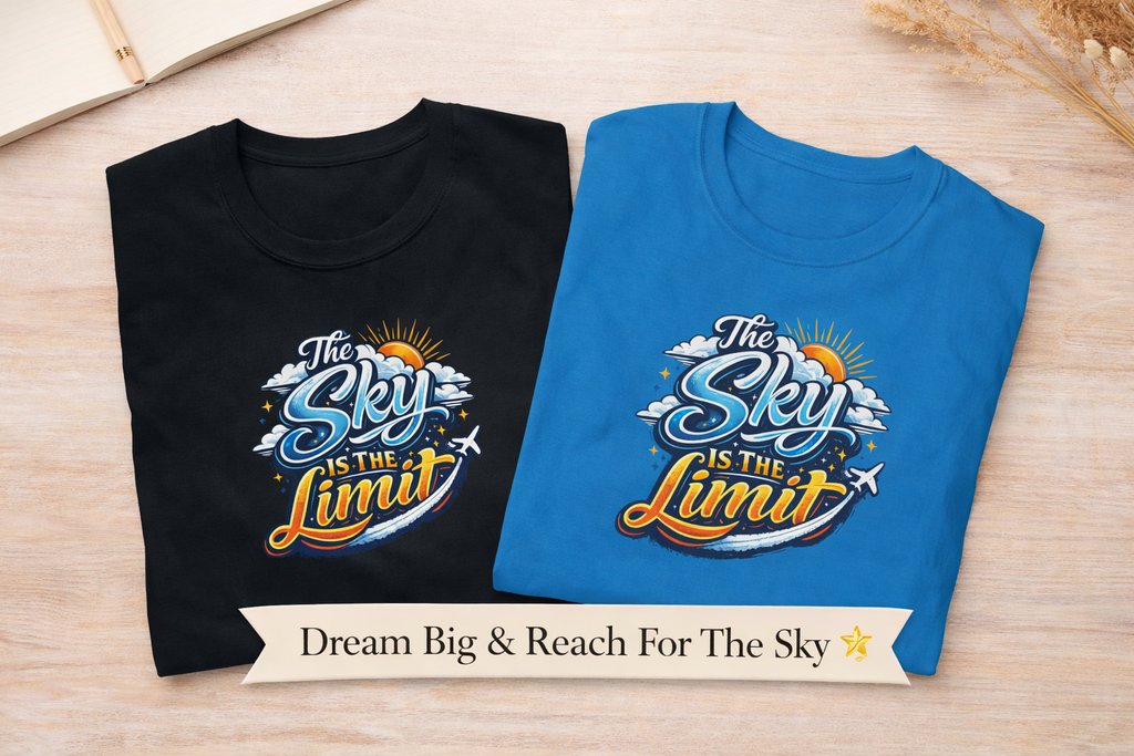 The Sky Is The Limit Motivational Graphic Tee Inspirational Quote Shirt Dream Big Positive Mindset T-Shirt 7 colors 100% cotton
