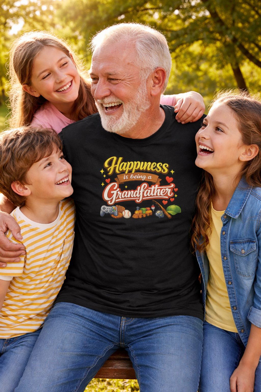 Happiness Is Being a Grandfather Shirt Proud Grandpa T-Shirt Gift for Granddad Grandpa Shirt from Grandkids 7 colors 100% cotton