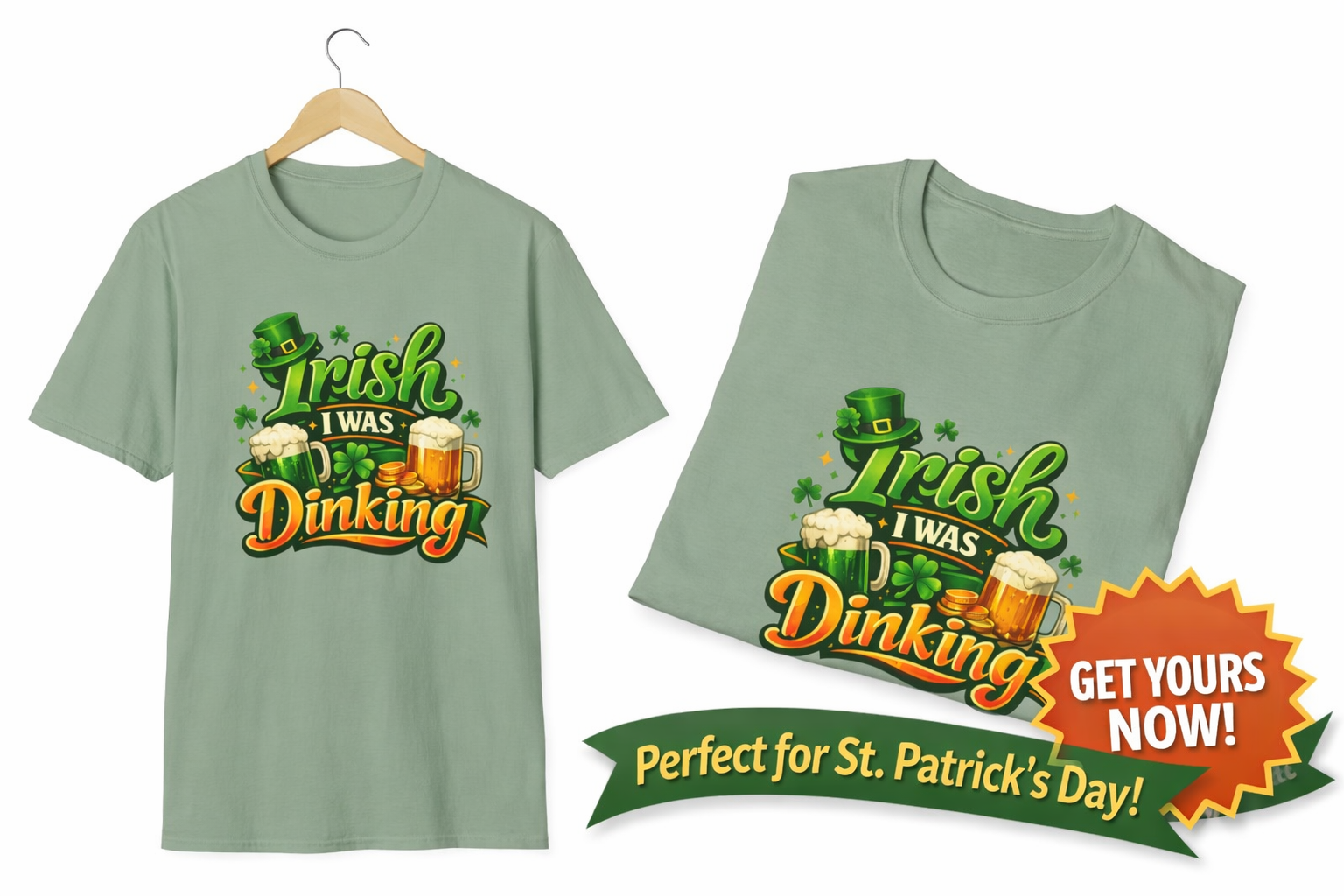Irish I Was Dinking Shirt Funny Pickleball St Patricks Day Tee Irish Pickleball Shirt Lucky Shamrock Tee 6 colors 100% cotton