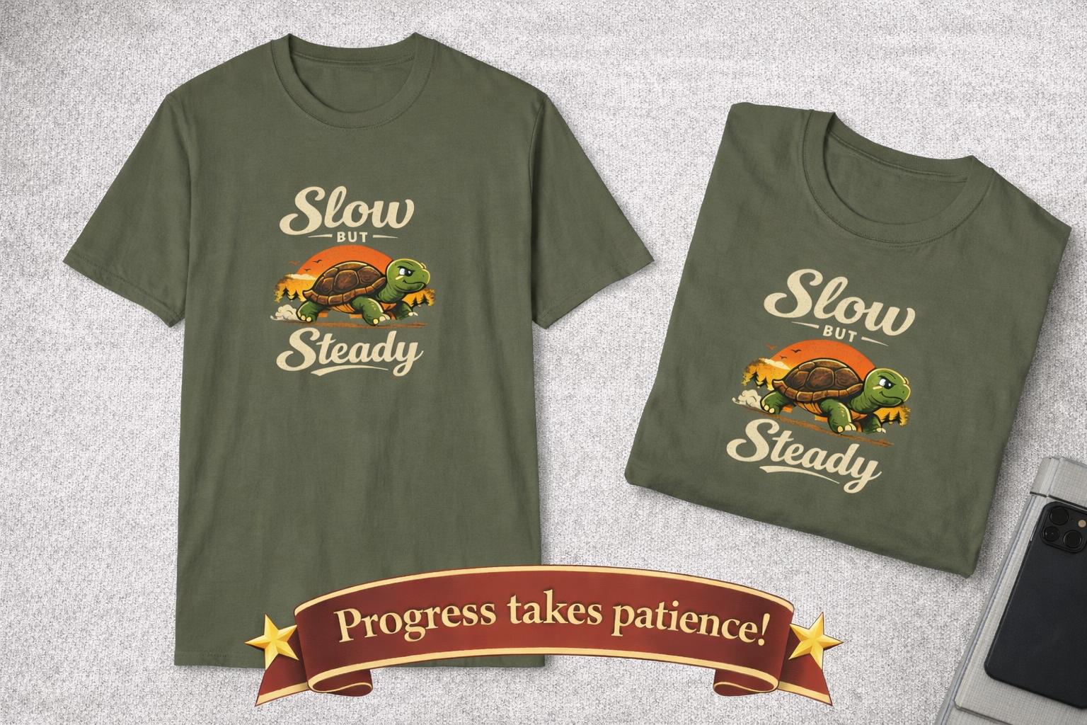 Slow But Steady Turtle T-Shirt Motivational Vintage Animal Graphic Tee Progress Over Speed Shirt 8 colors 100% cotton