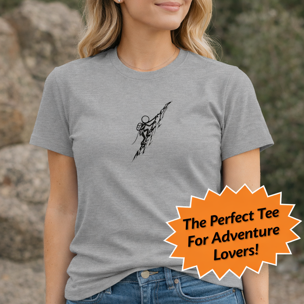 Minimalist Rock Climber Women's TShirt Adventure Lover Tee Mountain Climbing Top Outdoor Hiking Gift for Her 4 colors 100% cotton