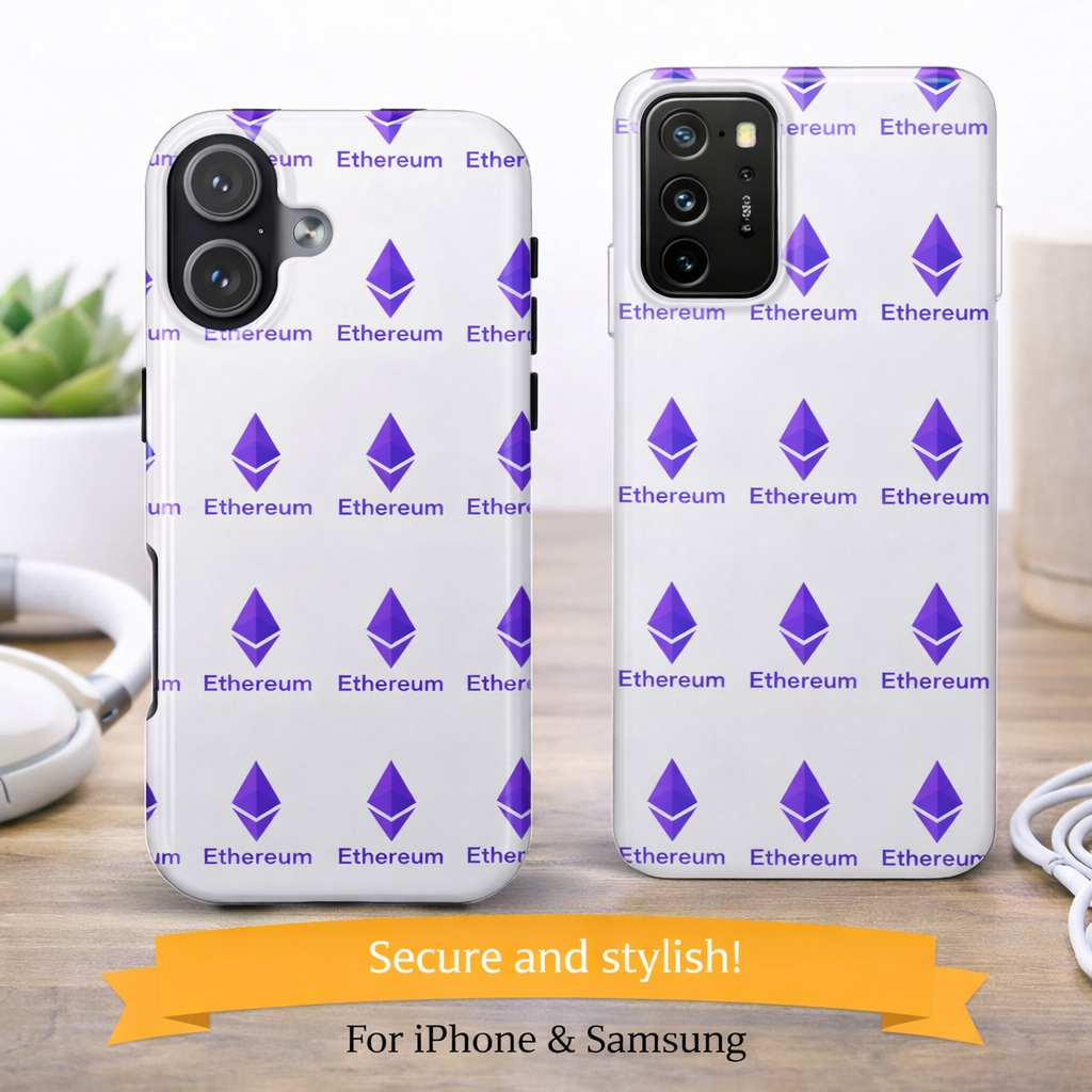 Ethereum Tough Phone Case Crypto iPhone Samsung Case Glossy Protective Phone Cover Impact Resistant ETH Case