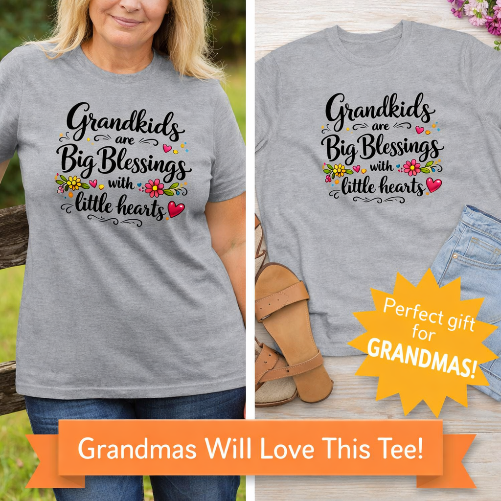 Grandkids Are Big Blessings Shirt Grandma Gift Shirt Womens Grandma Tee Nana Mimi Gift 6 colors 100% cotton