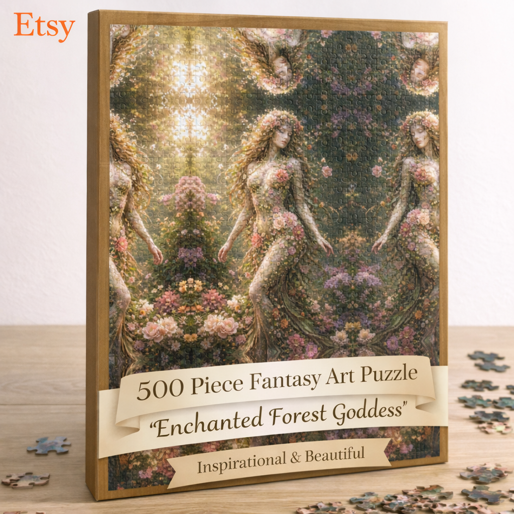 Enchanted Forest Goddess Puzzle Piece Fantasy Jigsaw Puzzle Relaxing Adult Puzzle Gift for Puzzle Lovers 500 pieces 16 x 20