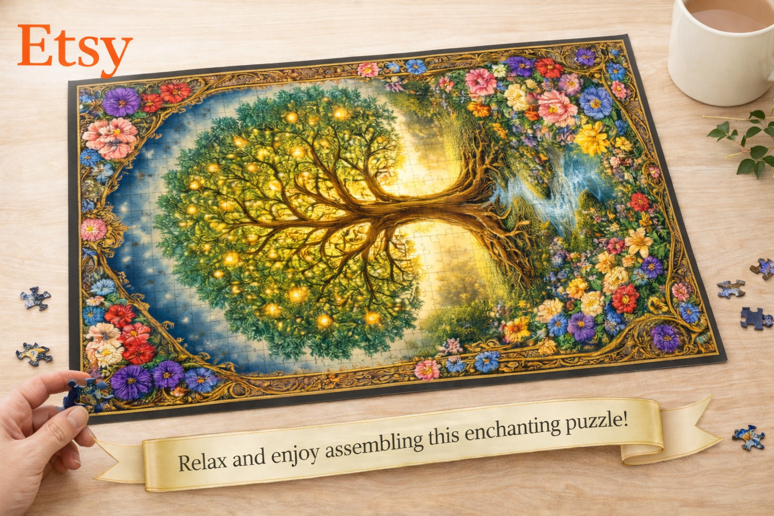 500 Teile Puzzle „Baum des Lebens“ Naturpuzzle Buntes Blumenlandschaftspuzzle Entspannendes Erwachsenenpuzzle Geschenk 40 x 50 cm 500 Teile