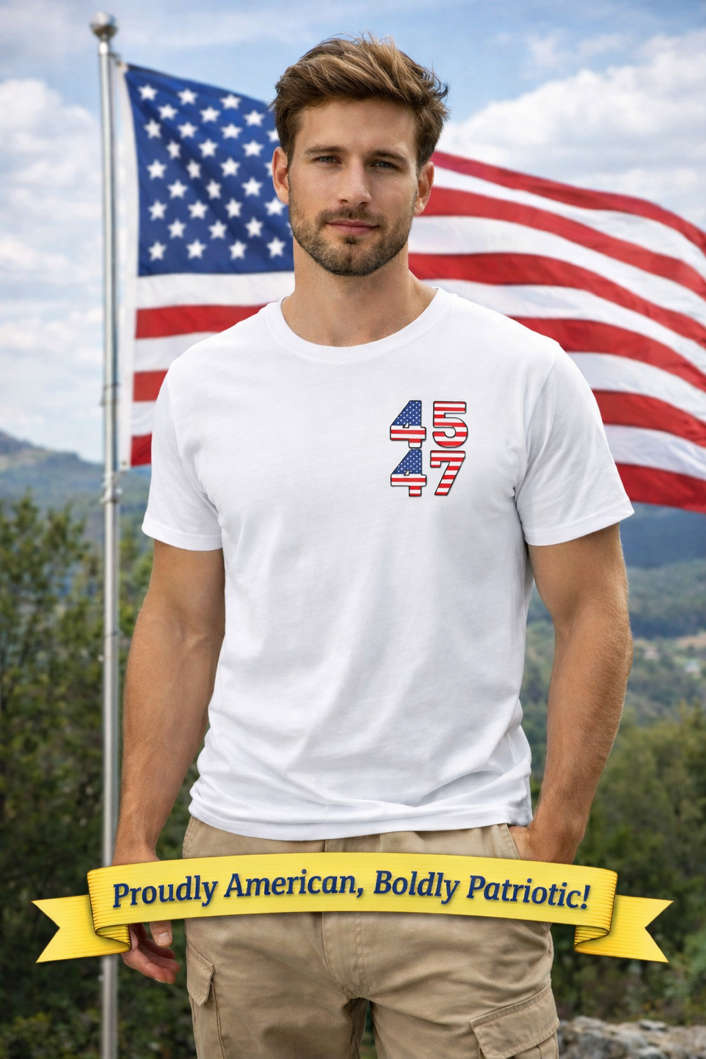Patriotic 45 47 T-Shirt USA Flag American Pride Tee Fourth of July Shirt Gift for Republican Patriot 7 colors 100% cotton