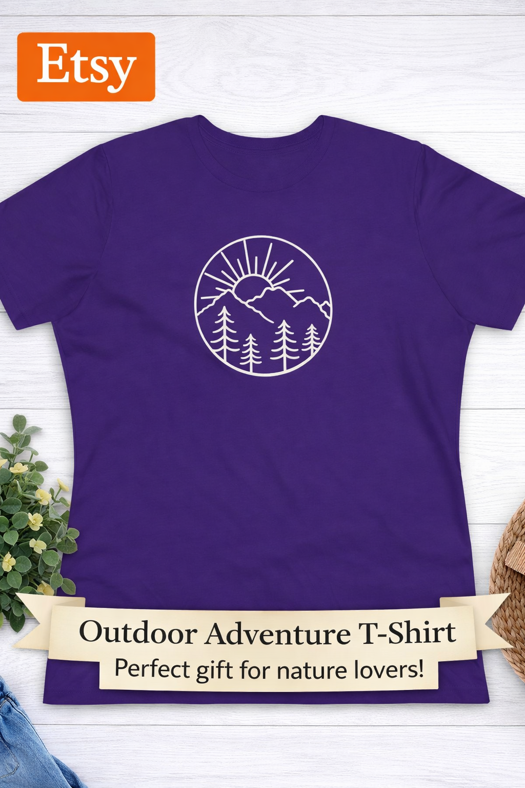 Mountain Sunrise Womens TShirt Minimalist Nature Graphic Tee Outdoor Adventure Shirt Hiking Lover Gift 6 colors 100% cotton