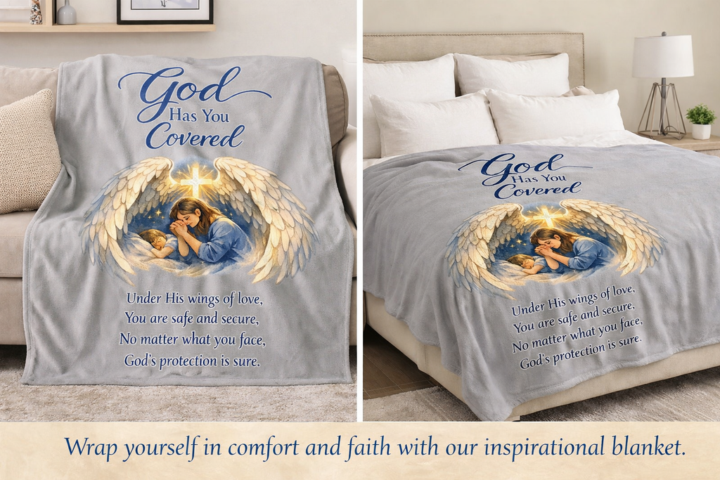 God Has You Covered Blanket Christian Inspirational Throw Faith-Based Religious Gift Comfort Blanket for Loved One 50" x 60"
