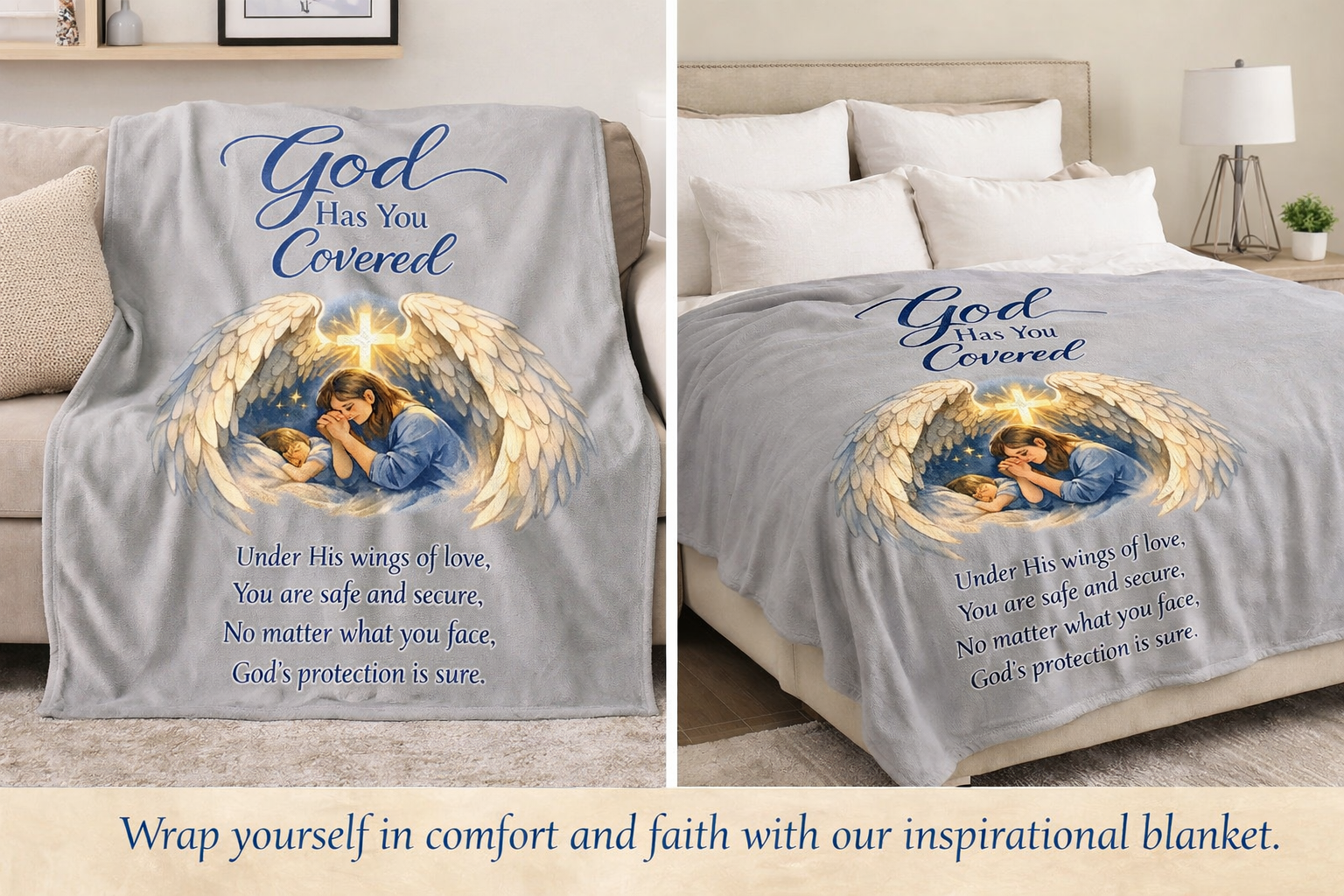 God Has You Covered Blanket Christian Inspirational Throw Faith-Based Religious Gift Comfort Blanket for Loved One 50" x 60"