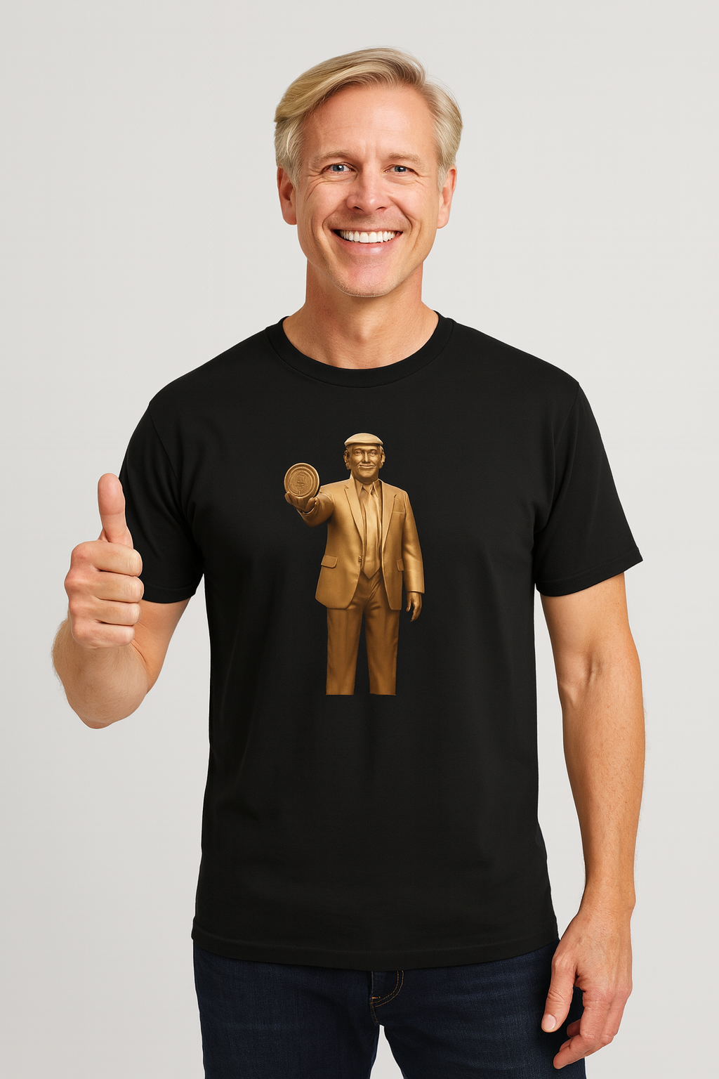 Golden Trump Bitcoin Statue TShirt Political Crypto Graphic Tee Bold Pro-Trump Bitcoin Supporter Shirt 6 colors 100% cotton
