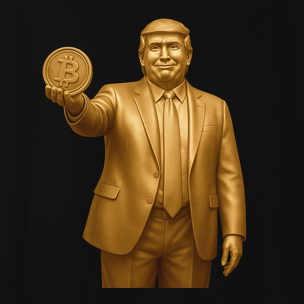 Golden Trump Bitcoin Statue TShirt Political Crypto Graphic Tee Bold Pro-Trump Bitcoin Supporter Shirt 6 colors 100% cotton
