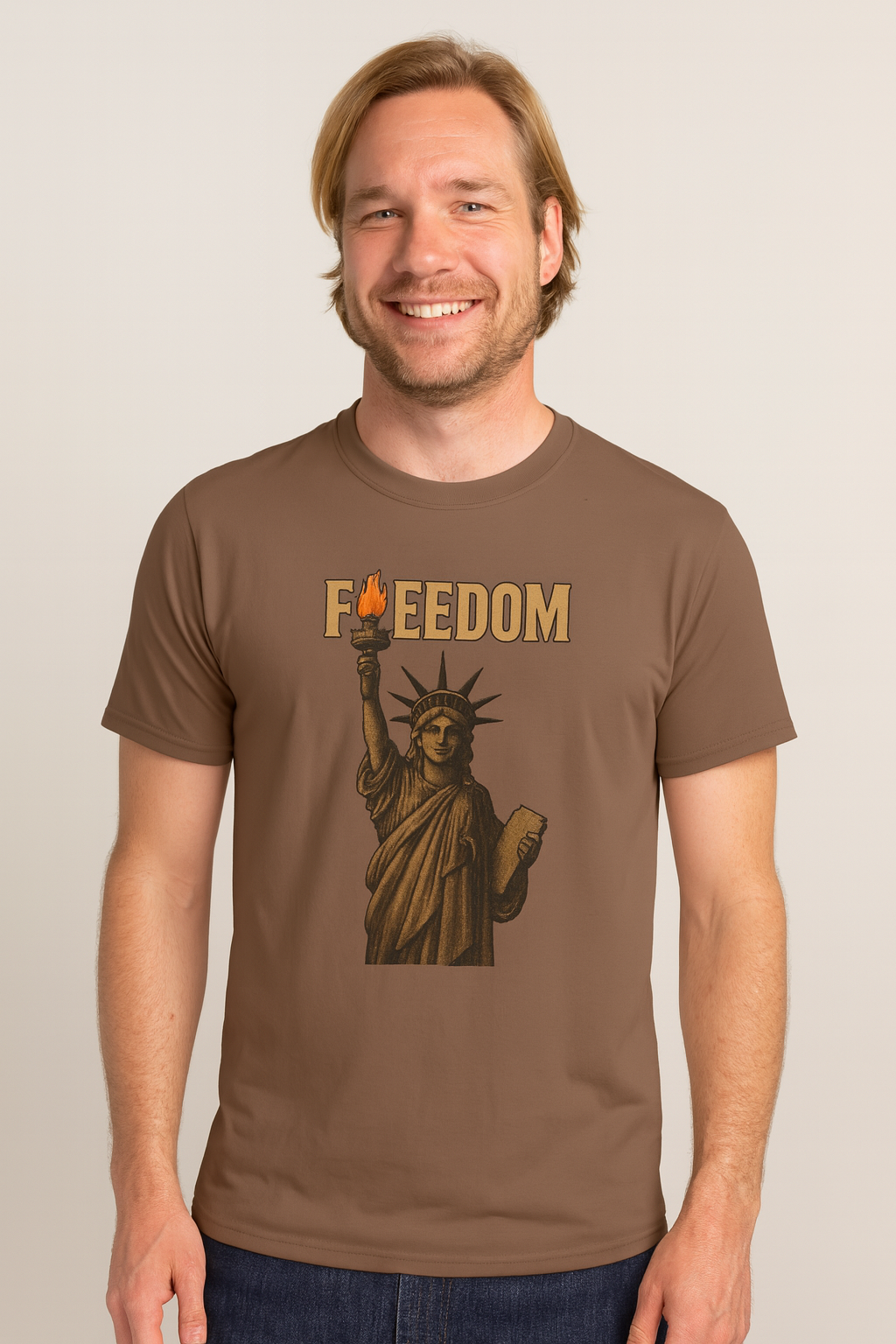Freedom T-Shirt Statue of Liberty Torch Graphic Patriotic USA Tee 5 colors 100% cotton