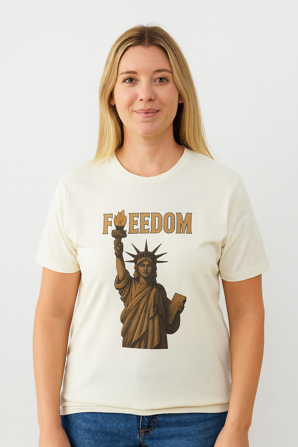 Freedom T-Shirt Statue of Liberty Torch Graphic Patriotic USA Tee 5 colors 100% cotton