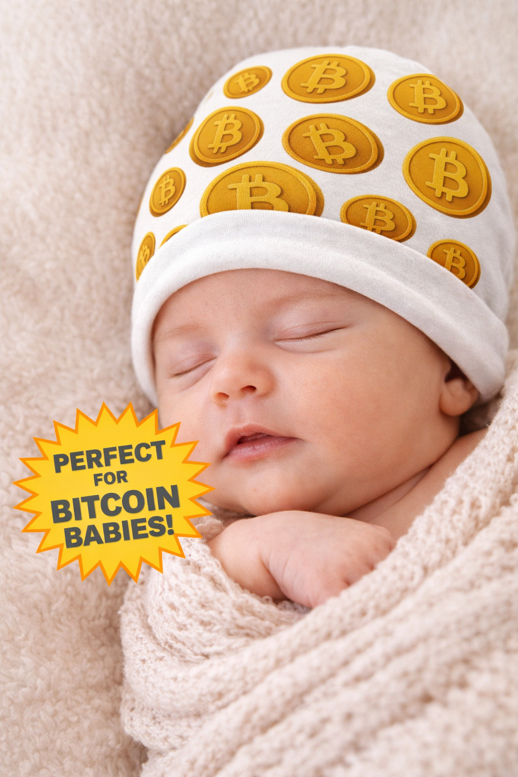 Bitcoin Baby Beanie Newborn Crypto Hat Infant Bitcoin Beanie Baby Shower Gift for Crypto Family