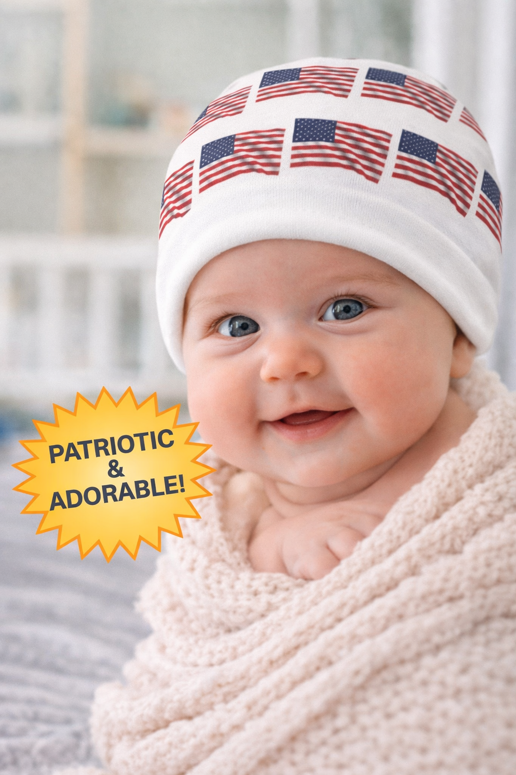 American Flag Baby Beanie Patriotic Newborn Hat USA Infant Cap 4th of July Baby Hat Baby Shower Gift Cute USA Baby Beanie