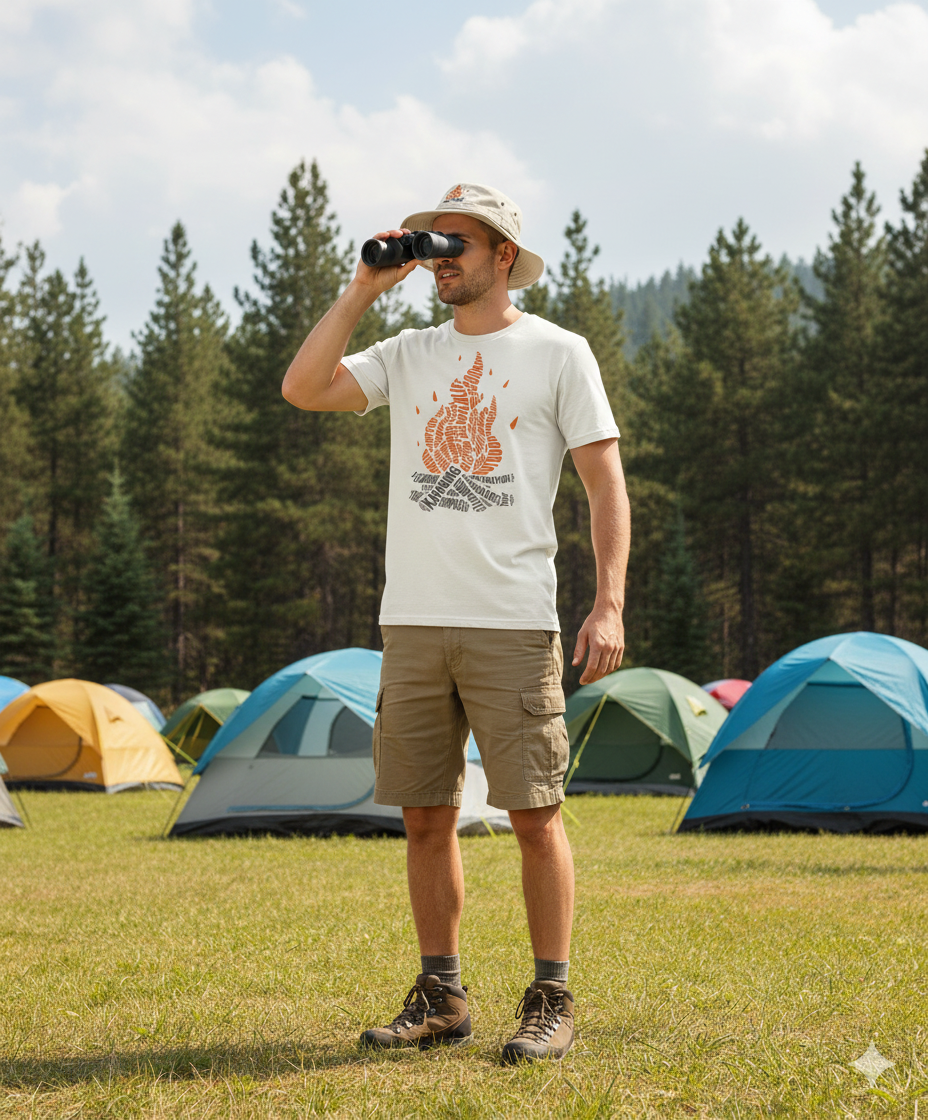 Campfire Typography T-shirt Camping Bonfire Graphic Tee 2 colors 100% cotton