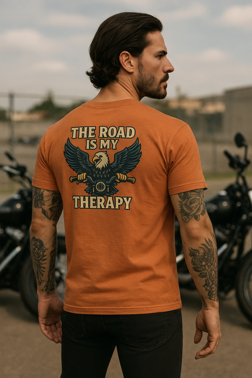 The Road is my Therapy T-shirt Harley Motorcycle Rider Tee 7 colors 100% cotton
