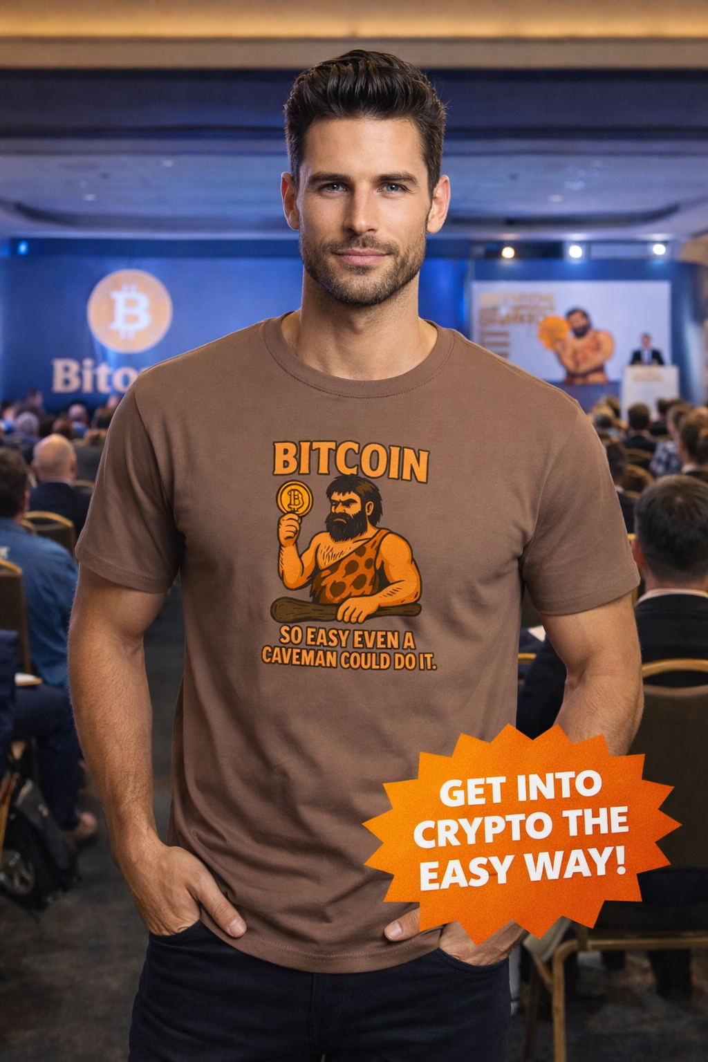 From Stone Age to Digital Age So easy even a Caveman can do it Bitcoin Tee 9 colors 100% cotton