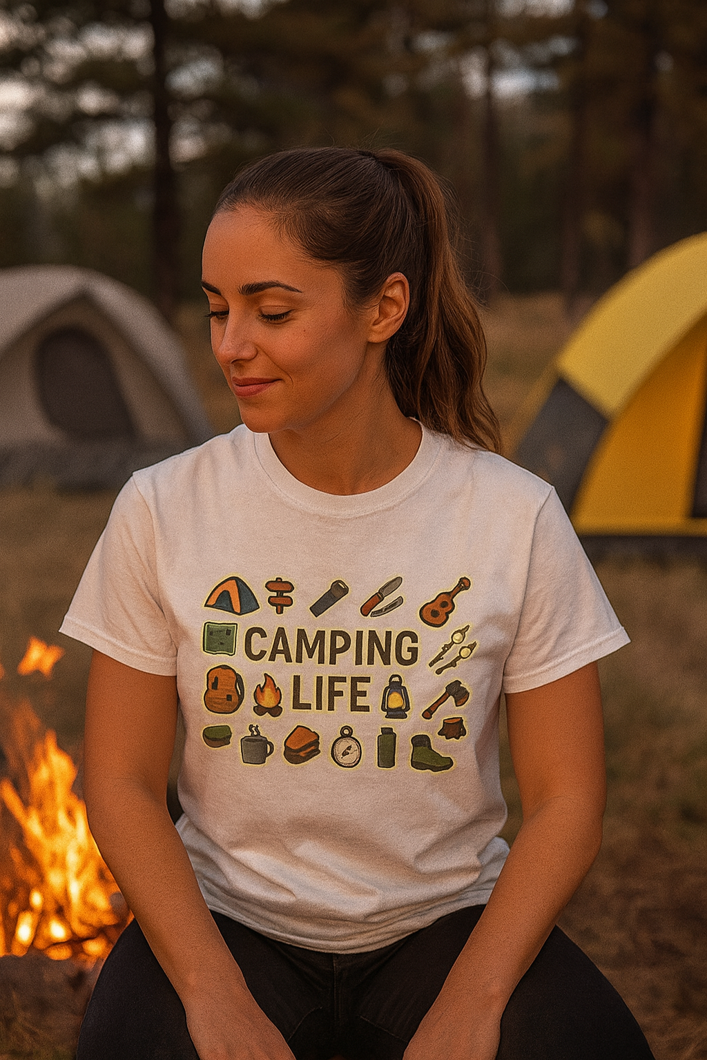 Camping Life T-Shirt Lightweight Lived-in and Quietly Adventurous 2 colors 100% cotton