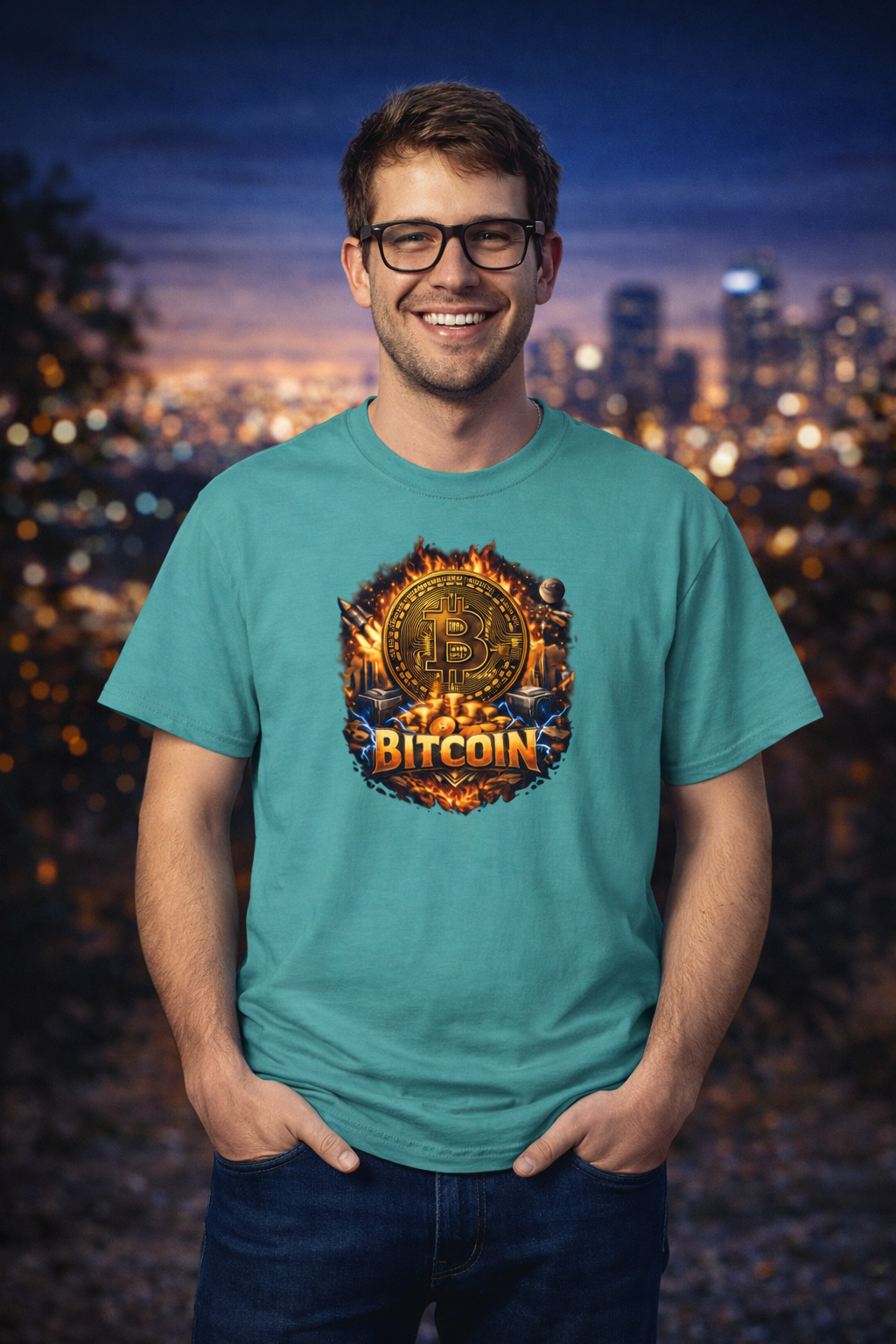 Bitcoin Flame Logo T-shirt Crypto Graphic Tee Digital Currency Design 12 colors 100% cotton