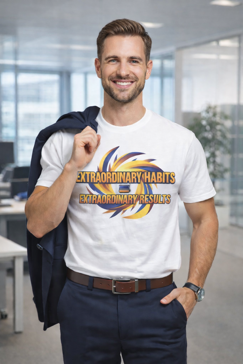 Extraordinary Habits = Extraordinary Results T-shirt Motivational Typography 4 colors 100% cotton