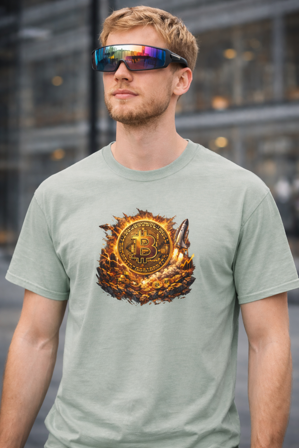 Bitcoin Rocket T-Shirt Crypto Graphic Tee Bitcoin Investor Shirt 3 colors 100% cotton