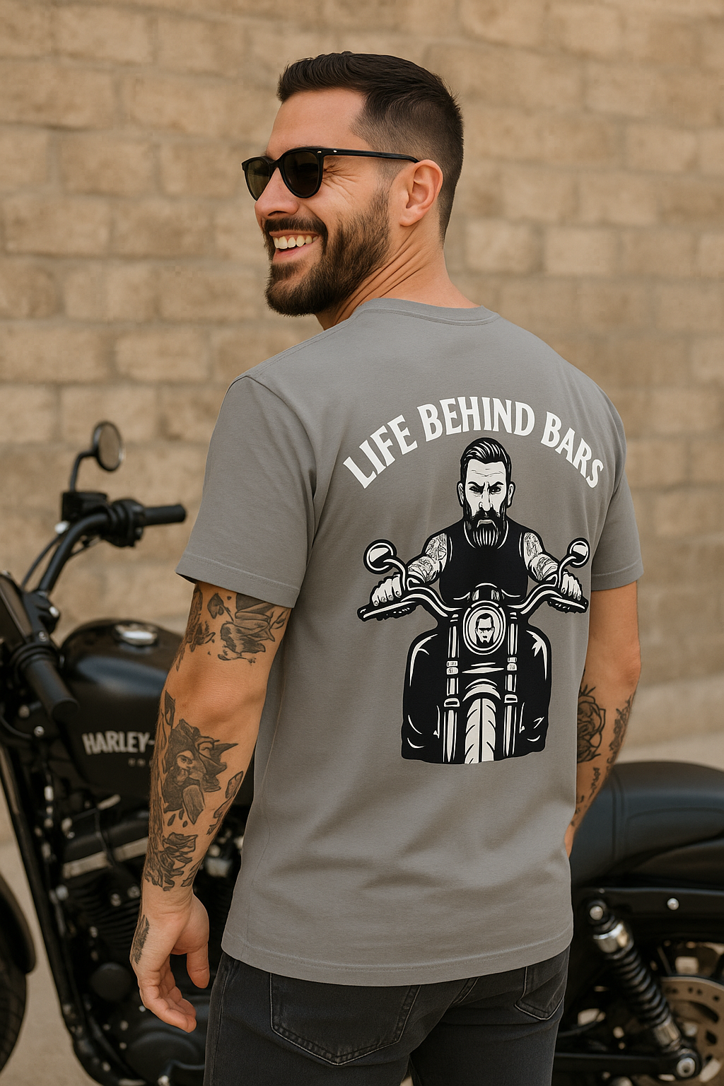 Life Behind Bars Motorcycle T-Shirt Biker Graphic Tee Riding Lifestyle Shirt Gift for Riders 8 colors 100% cotton