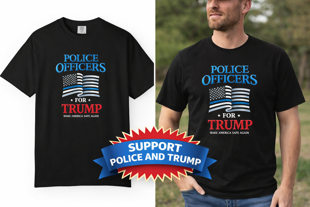 Police Officers for Trump Shirt Thin Blue Line Flag Tee Make America Safe Again Pro Law Enforcement Gift 3 colors 100% cotton