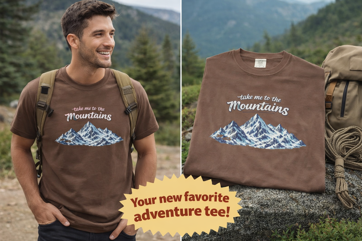 Take Me to the Mountains Shirt Rustic Mountain Tee Hiking Nature Lover Gift Outdoor Adventure T-Shirt 7 colors 100% cotton