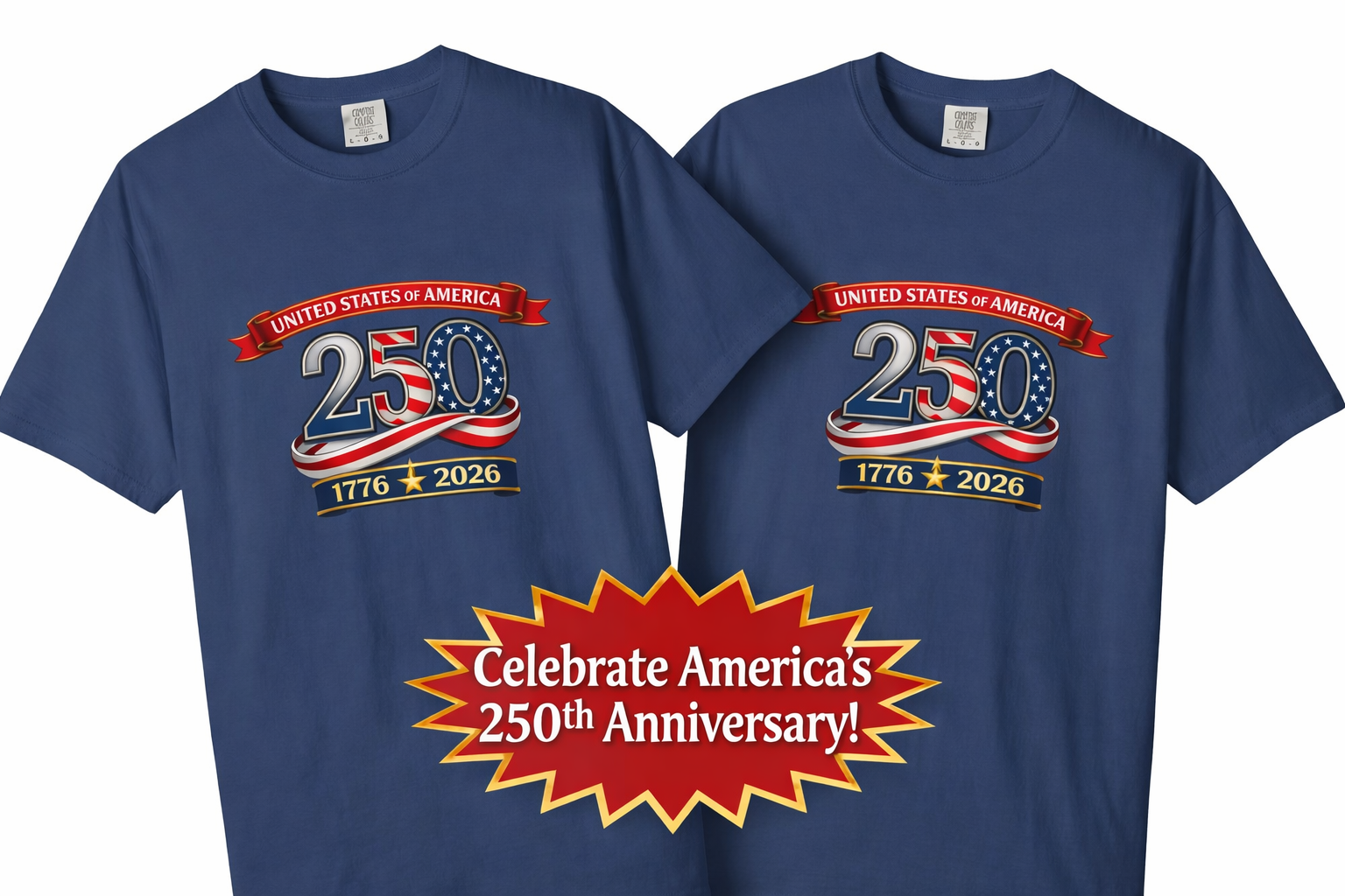 USA 250th Anniversary Shirt 1776-2026 Patriotic T-Shirt America Birthday Tee July 4th Patriotic Gift 3 colors 100% cotton
