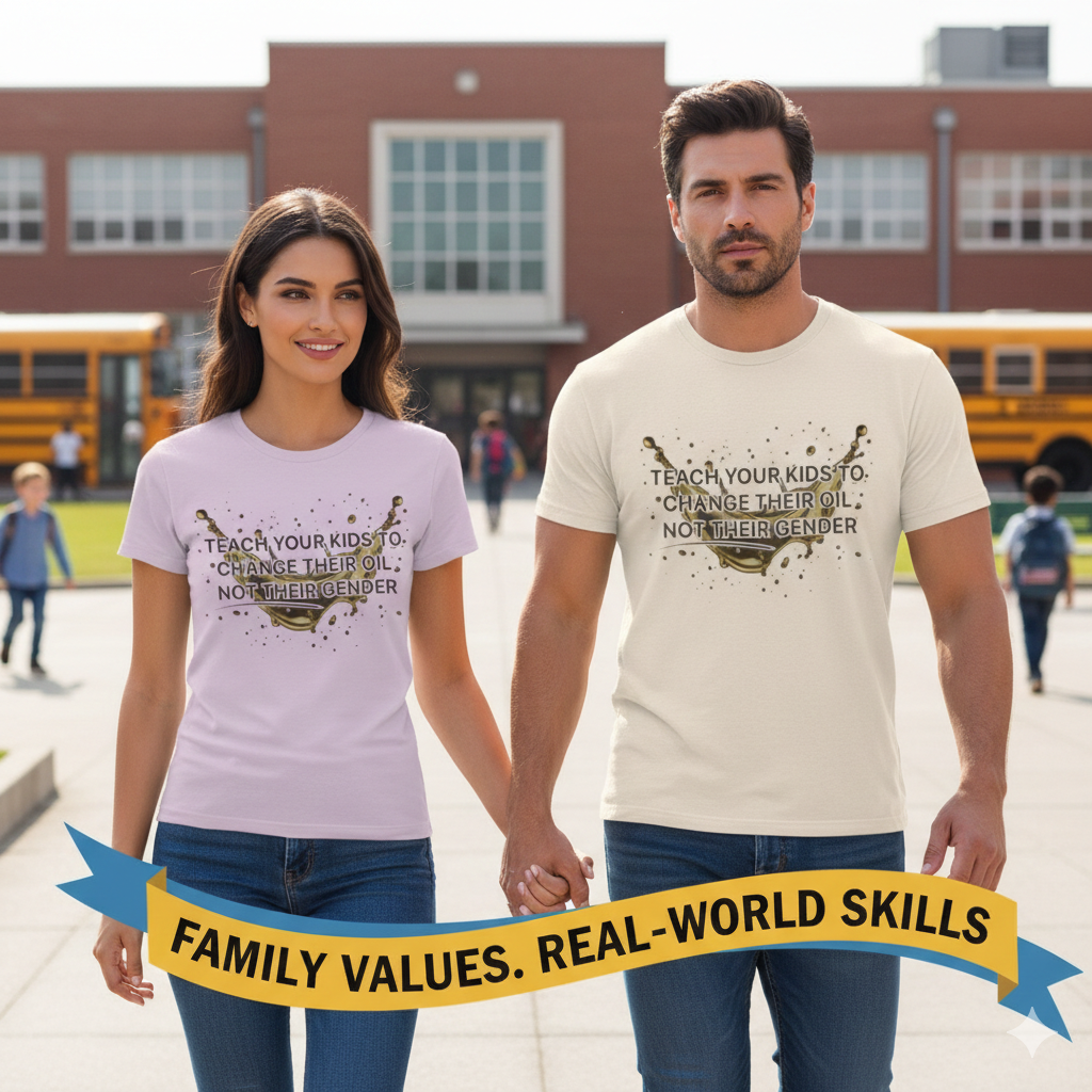 Teach Your Kids To Change Their Oil, Not Gender Tee Conservative Parenting Shirt Mom & Dad Values Gift 7 colors 100% cotton