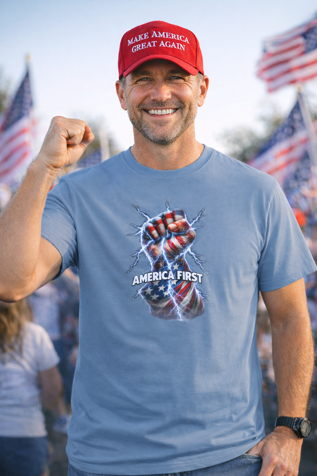 America First Patriotic T-Shirt MAGA Supporter Graphic Tee Pro America Political Apparel 4 colors 100% cotton